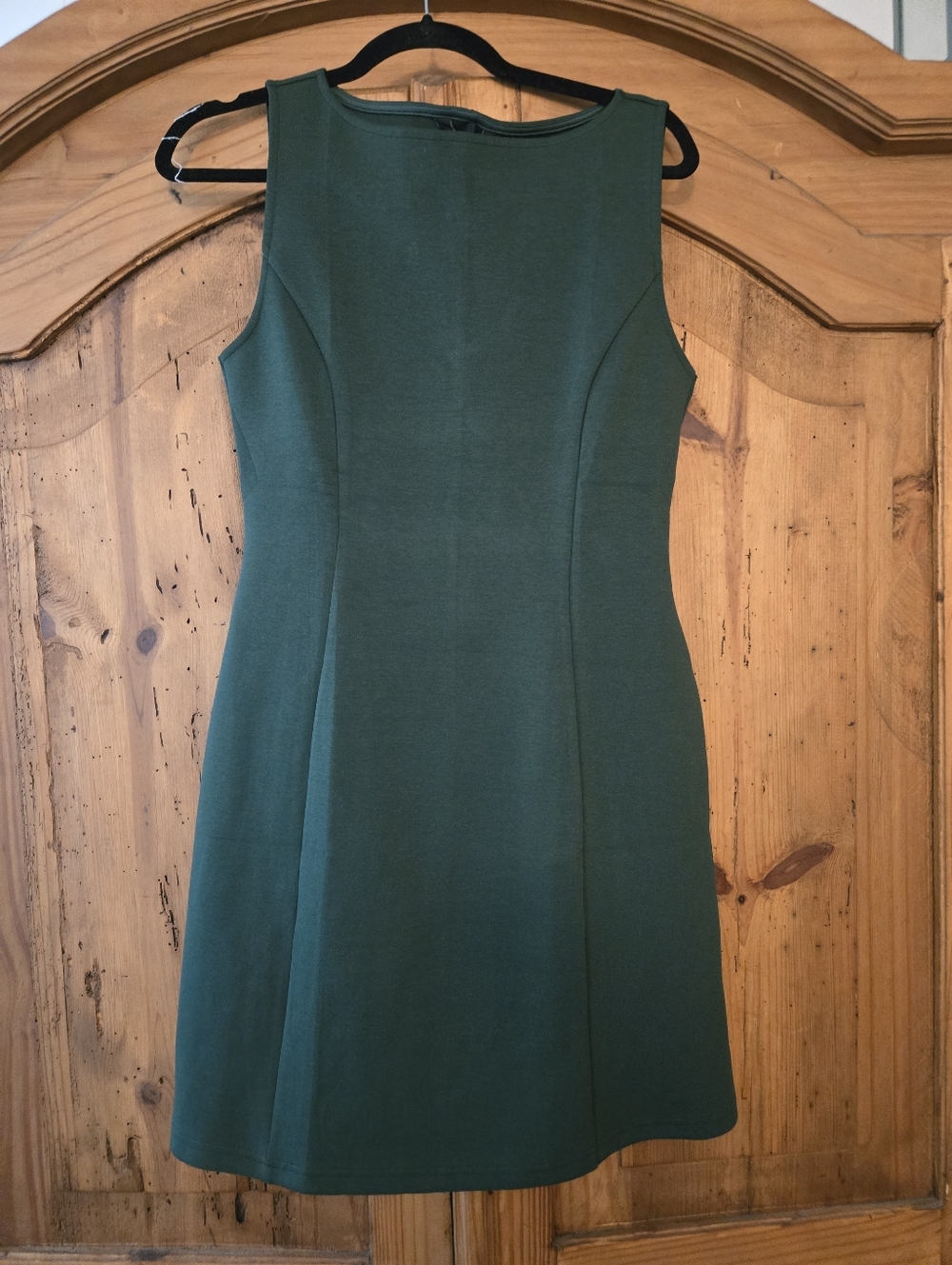 Sleeveless Olive Green Mini Dress with Clean A-Line Silhouette - Picture 3 of 7